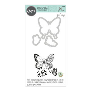 Sizzix シジックス フレームリッツ&スタンプ ダイセット [バタフライ バースデイ] / Framelits Die Set 3PK w/3PK Stamps Butterfly Birthday by Jen Long