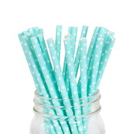 ペーパーストロー 紙ストロー [ベビーブルー ミニドット] 25本入 / Paper Straws Baby Blue Mini Polka D…