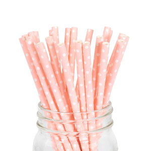 y[p[Xg[ Xg[ [xr[sN ~jhbg] 25{ / Paper Straws Baby Pink Mini Polka Dot 25pcs