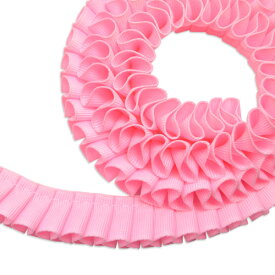 グログラン [プリーツ] リボン 2cm幅 ローズピンク 3m / Grosgrain [Pleated] Ribbon Width 3/4" Rose Pink 3m