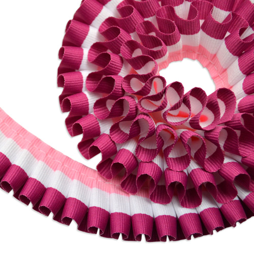 グログラン [プリーツ] リボン 2.5cm幅 ストライプ( ローズピンク × スノー × プラム 3m   Grosgrain [Pleated] Ribbon Width 1" Grosgrain Ribbon Width 1" Stripe( Rose Pink × Snow × Plum 3m