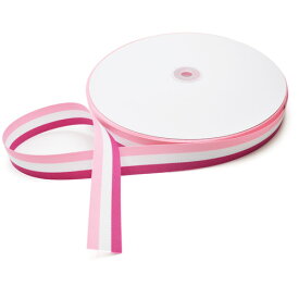 グログランリボン 2.5cm幅 プラム&スノー&ローズピンク 1ロール( 約91.4m ) / Grosgrain Ribbon Width 1" Stripe( Rose Pink × Snow × Plum ) 1Roll