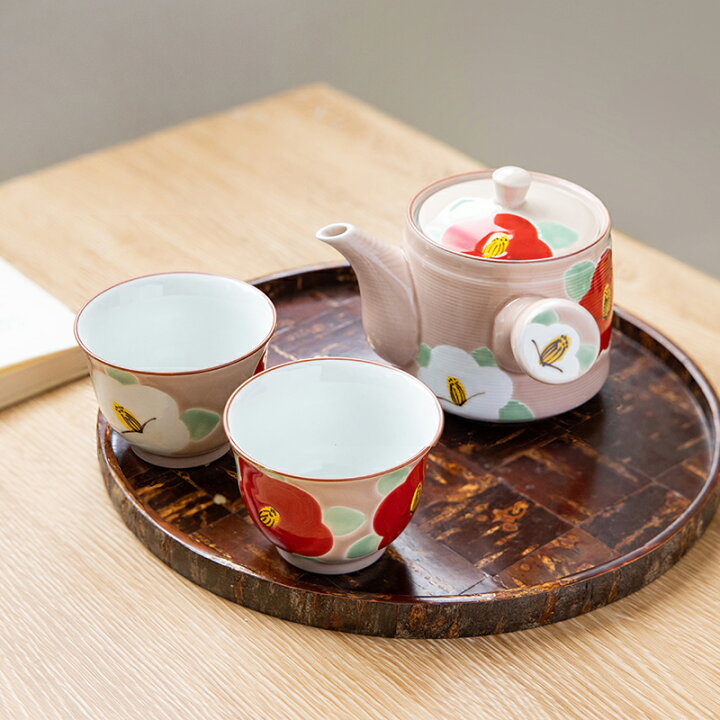 楽天市場】有田焼 波佐見焼 手描 釉彩椿 ピンク色 茶器セット 急須1個+ 