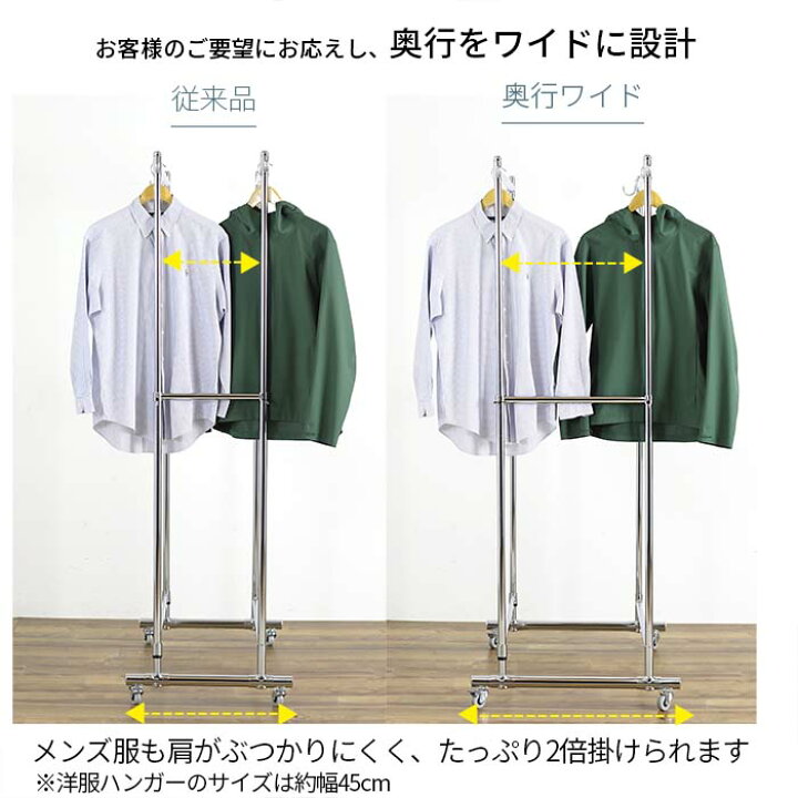 楽天市場 頑丈 ダブル ハンガーラック 奥行ワイド 幅 90cm 総耐荷重180kg プラスワン コートハンガー ラック 収納 大容量 2段 2本 高さ 伸縮 パイプハンガー コート 洋服 掛け ハンガー パイプハンガー ハンガースタンド 送料無料 川口工器オンライン 楽天市場店
