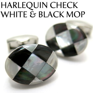 BASIC5000V[Y HARLEQUIN CHECK WHITE & BLACK M.O.P. CUFFLINKS n[L`FbNJtX (LL) yzyJtX{^@JtNXz ̓