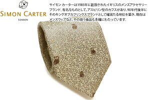 �y2026SS���f���zSIMON CARTER �T�C�����J�[�^�[ OWL �� LEAF CHAMPAGNE GOLD SILK TIE �t�N���E�����[�t �V���N�l�N�^�C�i�V�����p���S�[���h�j�y���{���z�y�l�N�^�C�@�^�C�z�y�u�����h�z ���̓�