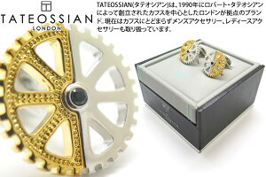 TATEOSSIAN ^eIVA MECHANICAL PUZZLE GEAR RHODIUM & YELLOW GOLD WITH BLACK SPINEL CUFFLINKS@JjJ pYMAJtXiWECG[S[hAubNXsljyJtX{^@JtN