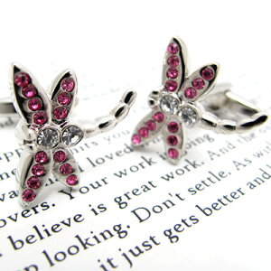 Simple 2500 PINK CRYSTAL DRAGONFLY CUFFLINKS �N���X�^���Ƃ�ڃJ�t�X�i�s���N�j�@�y�J�t�X�{�^���@�J�t�����N�X�@�J�t�X�z