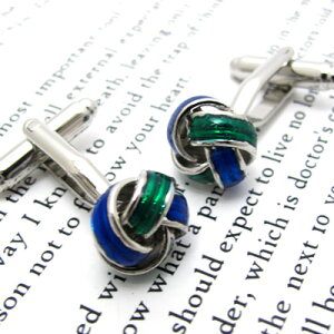 Simple 2500 KNOT BLUE & GREEN CUFFLINKS ���J�t�X(�u���[���O���[��)�@�y�J�t�X�{�^���@�J�t�����N�X�@�J�t�X�z