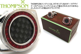 THOMPSON トンプソン TH CURVED CARBON BLACK CARBON FIBRE & RED ENAMEL CUFFLINKS カーブドカーボンカフス（ブラックカーボン&レッドエナメル））【トンプソン正規取扱】【送料無料】【カフスボタン　カフリンクス】【ブランド】 父の日