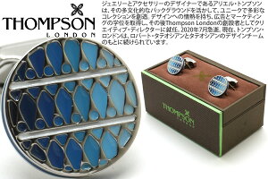 THOMPSON �g���v�\�� TH CAIRO LEAF WHITE BRONZE & BLUE ENAMEL GRADATION CUFFLINKS�@�J�C�����[�t�J�t�X�i�z���C�g�u�����Y���u���[�O���f�[�V�����j�y�g���v�\�����K�戵�z�y���������z�y�J�t�X�{�^���@�J