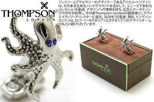 THOMPSON �g���v�\�� TH NOVELTY ANIMALS OCTOPUS PALLADIUM & BLUE SW CUFFLINKS�@�m�x���e�B�A�j�}�� �I�N�g�p�X�J�t�X�i�u���[SW�j�y�g���v�\�����K�戵�z�y���������z�y�J�t�X�{�^���@�J�t�����N�X�z�y�u
