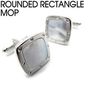 【スーパーSALE期間限定価格】VALUE3500 ROUNDED RECTANGLE　M.O.P. SHELL CUFFLINKS ラウンデッド レクタングル M.O.P. シェルカフス 【カフスボタン　カフリンクス】【白蝶貝】 父の日