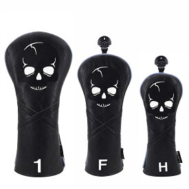 ★Big Teeth　ゴルフヘッドカバー　ウッドカバー　WOOD用カバー　ドライバー用/フェアウェイ用/ユーティリティー用　HeadCover　番号タグ付き　単品販売 ドクロ刺繍