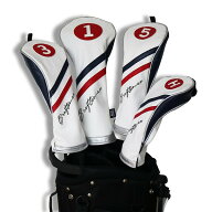 Craftsman Golf (クラフトマン) ゴルフヘッドカバー ウッドカバー HeadCover 革 ボア三片式設計☆白