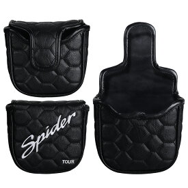 ヘッドカバー　ゴルフパターカバー　マレットタイプ　スクエア　Putter Cover　マグネット式　スパイダー ブラック 1個入り