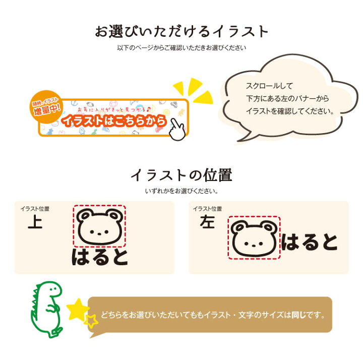 楽天市場】お名前シール イラスト付き 4枚組 【最短当日発送OK 