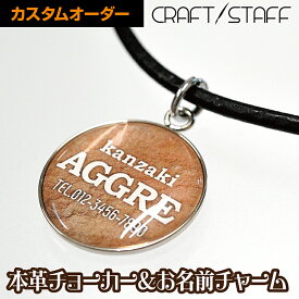 迷子札 犬 ネームタグ 【送料無料】 チャーム＆チョーカー おしゃれなサイン調 アクセサリー カスタムオーダー ペット用 ネームプレート 首輪 ハーネス 名入れ タグ スチール製 革紐 軽量 デザイン多数 かわいい おまかせ 手作り プレゼント シンプル