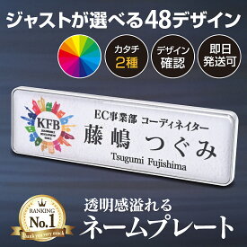 名札 【楽天ランキング1位獲得 / 最短当日発送OK】 カラー ネームプレート ビジネス 穴が開かない ネオジウム磁石 選べる2サイズ 豊富なデザイン48種 レイアウト自由 選べる3書体 マグネット クリップ 安全ピン 明朝 ゴシック 丸ゴシック ロゴカラー きれい オシャレ