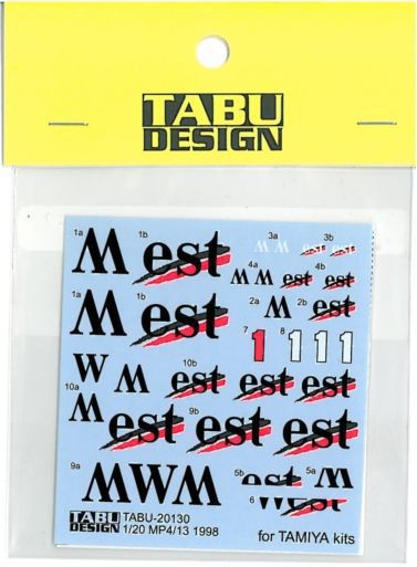 TABU 最大92％オフ！ タブデザイン タブデカール 1 20 MP4 for 13 TAMIYA 美品 kit 1998