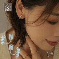 【最大30%OFFクーポン配布中】 痛くない イヤリング 3連 パール 金属アレルギー対応 18K ニッケルフリー …