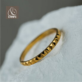 【開始2時間限定 半額クーポン配布中】 リング 指輪 サージカルステンレス 金属アレルギー対応 18Kコーティング レディース 11号/12号/14号/16号/18号 相当 大人 上品 エレガント シンプル レディース ゴールド 送料無料 プチプライス高見え CRAIFE