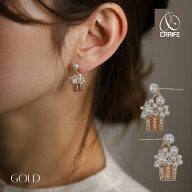 【P10倍+最大30%OFFクーポン配布中】 【NEW】ピアス 金属アレルギー対応 ポップコーン パール ビジュー …