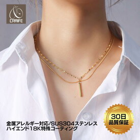 【開始2時間限定 半額クーポン配布中】 ネックレス 金属アレルギー対応 SUS304ステンレス 18K K18 コーティング チェーン 2連 重ね付け風 レディース 大人 かわいい エレガント 上品 ジュエリー ペンダント ゴールド 送料無料 プチプライス高見え CRAIFE