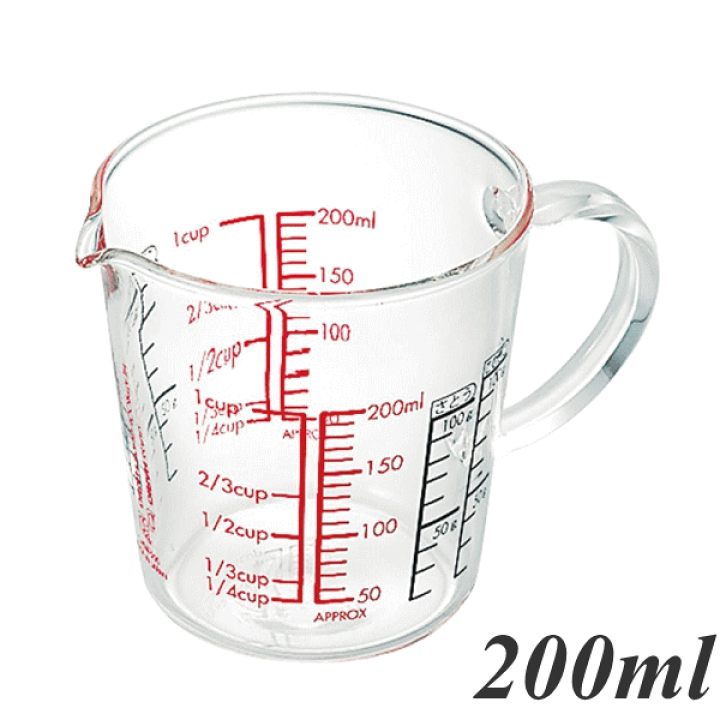 ※HARIO/ハリオ 耐熱ガラス製メジャーカップワイド 200ml CMJW-200(計量カップ)  BMZ-46,9-0508-1001_ES キッチンクレインズ