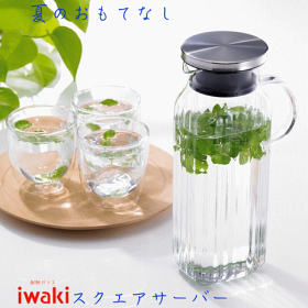 楽天市場 即納ok Iwaki イワキ スクエアサーバー取っ手付 1 000ｍｌ296kt Sv 耐熱ガラス製 冷水筒 ピッチャー Rp キッチンクレインズ
