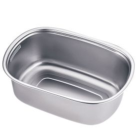 ◎ステンレス小判型洗い桶 外寸幅375×奥行き260×深さ130mm 燕三条 日本製 AAL0201, 9-0277-0901_ES