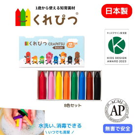 くれぴつ スリーブ箱 8色 日本製 安全 クレヨン 画材 色鉛筆 かわいい なめても安心 はじめて お絵描き 折れない くれよん 汚れない 口に入れても安全 お祝い 1歳 2歳 3歳 誕生日 贈りもの 赤ちゃん プレゼント ギフト プチギフト 名入れ ベビー 知育 消毒