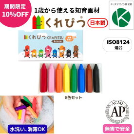 「スーパーSALE限定10%OFF」くれぴつ スリーブ箱 8色 日本製 安全 クレヨン 画材 色鉛筆 かわいい なめても安心 はじめて お絵描き 折れない くれよん 汚れない 口に入れても安全 お祝い 1歳 2歳 3歳 誕生日 贈りもの 赤ちゃん プレゼント ギフト 名入れ ベビー 知育 消毒