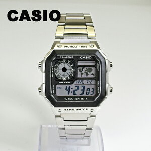 �y5�N�ۏ؁z�y�d�r���� ��10�N�zCASIO AE-1200WHD-1A �J�V�I �f�W�^�� �r���v �K�W�F�b�g �h�� ���[���h�^�C�� �A���[�� �X�g�b�v�E�H�b�` ���蕨 �v���[���g