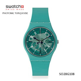 正規品 Swatch スウォッチ 腕時計 メンズ レディース SO28G108 PHOTONIC TURQUOISE Originals GENT ターコイズ カラー ハーフスケルトン 安心の2年保証 贈り物 プレゼント