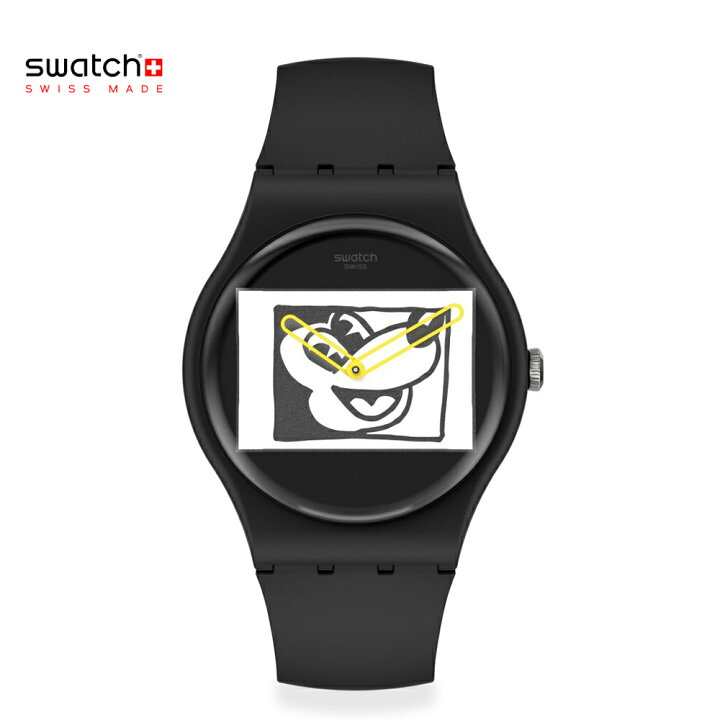 楽天市場 Swatch スウォッチ Mickey Blanc Sur Noir ミッキー ブラン スー ノワール Suoz337 ミッキーマウス キース へリング コレクション Haring のイラストによる Disney のアイコン 腕時計 メンズ レディース La Nature