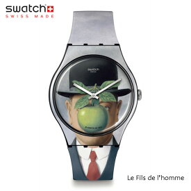 父の日 Swatch スウォッチ【国内正規品】ルネ・マグリット「Le Fils de l'homme」SUOZ350 Swatch Art Journey アート作品が身に着けられるように 腕時計 メンズ レディース NEW GENT 贈り物 プレゼント deal06