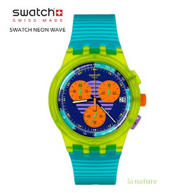 【クリスマス】正規品 Swatch スウォッチ ネオンカラー クロノグラフ SWATCH NEON WAVE SUSJ404 安心の2年保証 腕時計 メンズ レディース 新生活 お祝い プレゼント