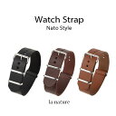 【100円クーポン】NATO タイプ フェイクレザー ストラップ バンド ベルト 18mm 20mm 22mm ダークブラウン ブラウン ブラック TIMEX CASIO SEIKO などの腕時計用