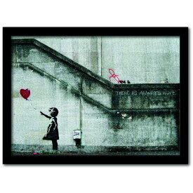 インテリア アートフレーム バンクシー 風船と少女 / Banksy Girl with Balloon 2002年にウォータールー橋に描かれた『風船少女』をフレーム付きの アートポスター 最も人気の高いバンクシー作品シリーズ A4サイズ VS1002BK-A4