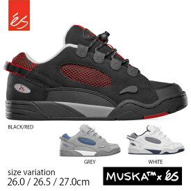 es スニーカー エス スケボー 靴 MUSKA ムスカ BLACK/RED GREY WHITEスケートシューズ ストリート