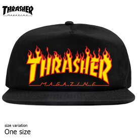 【24日4時間限定15%OFF★25日限定11%OFFクーポン配布中♪】THRASHER スラッシャー キャップ 帽子 フレイム ロゴ スナップバック スケボー FLAME EMBROIDERED SNAPBACK BLACK SK8 ストリート