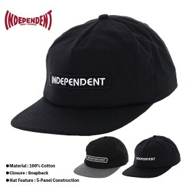 【31日まで20%,15%OFF★クーポン配布中♪】INDEPENDENT インディペンデント キャップ 帽子 スケボー B/C GROUNDWORK SNAPBACK 23SM BLACK CHA-BLK SKATE ストリート CAP ファッション