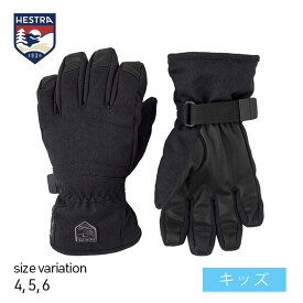 【5の付く日限定23：59まで★11％OFFクーポン配布中♪】23-24 HESTRA Gore-Tex Atlas Jr - 5 finger ヘストラ Black グローブ ゴアテックス 防水 手袋 5本指 スノーボード スノボー スキー ジュニア キッズ 子供