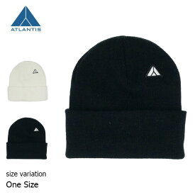 【5/5は5の付く日★11％OF Fクーポン配布中♪】ATLANTIS triangle patch beanie BLACK WHITE アトランティス ニット帽 ビーニー スノーボード 帽子