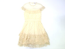 RED VALENTINO レッドヴァレンティノノースリーブ チュール ドット ティアード ワンピース ドレス アイボリー 38-01/40-02 ▲070▼90522t04