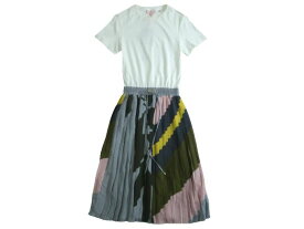 TED BAKER LONDON テッドベーカー ロンドン MOCKABLE PLEATED DRESS 幾何学模様切替 モッカブル プリーツ ドレス ワンピース WMD-IZABLE 定3.4万 チャコール ホワイト 0 ▲010▼30130k05