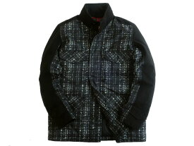 BARACUTA バラクータ FIELD COMBO PRINT Thermore使用 チェック柄プリント ウール切替 中綿入り フィールドジャケット ブルゾン BRCPS0746 ブラック 40▲150▼30308k07