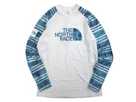 THE NORTH FACE ノースフェイス M'S SUPER WATER L/S TURTLE RASH GUARD 総柄切替 ストレッチ ウォーター タートル ロングスリーブ カットソー ラッシュガード NST7XI00 ホワイト 100(L)▲014▼40105k03