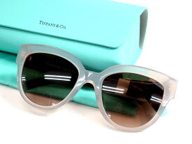 Tiffany & Co. ティファニー イタリア製 ティファニーTテンプル キャットアイ サングラス メガネ 眼鏡 アイウェア TF4186F 定価4.8万 クリアグレー ハバナ 52□20 140▲120▼40119k04